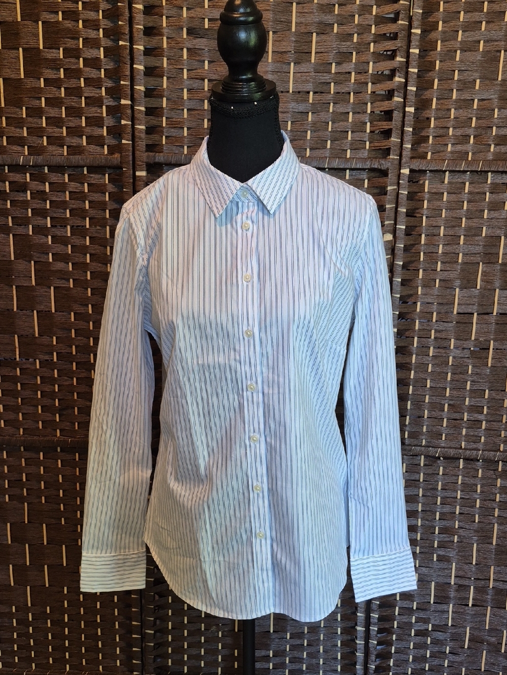 Banana Republic Blue & White Striped Button-Up Shirt